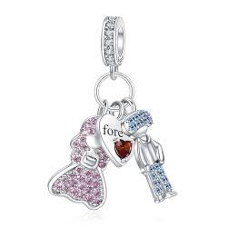 Annmors 925 Sterling Silber Bead Charms für Europäische Armbänder und Halskette Forever Wedding Love Perlen mit 5A Zirkonia,Weihnachten,Valentinstag,Muttertag,Geschenkanhänger für Frauen und Mädchen von Annmors