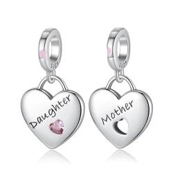 Annmors 925 Sterling Silber Bead Charms für Europäische Armbänder und Halskette Love Mother Daughter Perlen mit 5A Zirkonia,Weihnachten,Valentinstag,Muttertag,Geschenkanhänger für Frauen und Mädchen von Annmors