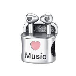 Annmors 925 Sterling Silber Bead Charms für Europäische Armbänder und Halskette Love Music, Earphone Charm Perlen mit 5A Zirkonia, Weihnachten, Muttertag, Geschenkanhänger für Frauen und Mädchen von Annmors