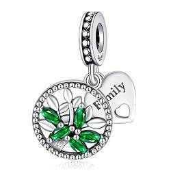 Annmors Charm 925 Sterling Silber Bead Charms Fammily Tree with Cubic Zirconia für Europäische Armbänder und Halskette,Schmuck Geschenk für Damen Herren von Annmors