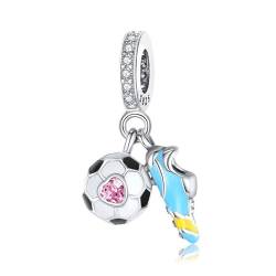 Annmors Charm 925 Sterling Silber Bead Charms Football and Shose with Cubic Zirconia für Europäische Armbänder und Halskette,Schmuck Geschenk für Damen Herren von Annmors