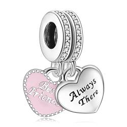 Annmors Charms Best Friends Always There Anhänger S925 Sterling Silber Dangle Bead with Cubic Zirconioa für Europäische Armbander und Halskette,Christmas Schmuck Geschenk für Damen Herren von Annmors