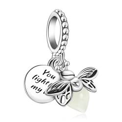 Annmors Firefly Charm Glow in the Dark Glühwürmchen 925 Sterling Silver Pendant for Bracelet Necklace,Birthday Mother's day Jewelry Gifts for Women Girl von Annmors
