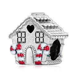Annmors Winter Christmas House Lebkuchenhaus Perle 925 Silber DIY passt für Europa Armbänder Charm Modeschmuck von Annmors