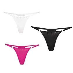 Annsfashion 3er Set Poly Stringtanga mit Strass 1x Weiß,1xPink,1x Schwarz M/L von Annsfashion