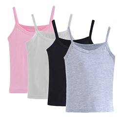 Anntry 2-8 Jahre Kleine Mädchen Normallacke Weiche Leibchen Unterhemden 4er Pack Kinder Komfort Atmungsaktive Tanktops (3-4 Jahre, Farben-2) von Anntry