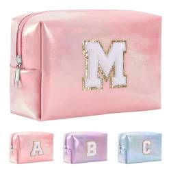 Anntry A-Z personalisierter Anfangsbuchstaben-Make-up-Taschen-Organizer,wasserdichte Kosmetiktasche aus PU-Leder, tragbare Reise-Kulturtasche, Mädchen, Frauen,Freundin, Mutter von Anntry