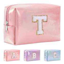 Anntry A-Z personalisierter Anfangsbuchstaben-Make-up-Taschen-Organizer,wasserdichte Kosmetiktasche aus PU-Leder, tragbare Reise-Kulturtasche, Mädchen, Frauen,Freundin, Mutter von Anntry