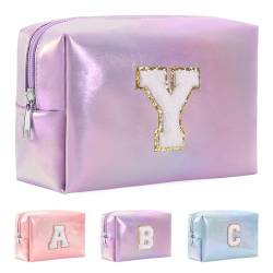 Anntry A-Z personalisierter Anfangsbuchstaben-Make-up-Taschen-Organizer,wasserdichte Kosmetiktasche aus PU-Leder, tragbare Reise-Kulturtasche, Mädchen, Frauen,Freundin, Mutter von Anntry