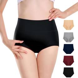 Anntry Damen Komfort Baumwolle Unterwäsche 5er Pack Slip mit hoher Taille Bauchkontrolle Damen Stretch-Höschen Unterhose (Multicoloured-3, M(Taille:28-29 inch)) von Anntry