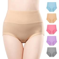 Anntry Damen Komfort Baumwolle Unterwäsche 5er Stück Slip mit hoher Taille Bauchkontrolle Damen Stretch-Höschen Unterhose (Multicoloured-1, XXL) von Anntry