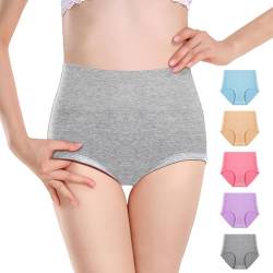 Anntry Damen Slips aus weicher Baumwolle Unterwäsche Atmungsaktiv Einfarbig Hohe Taille Volle Deckung Damen Höschen Multipack (XL, 5Farben) von Anntry