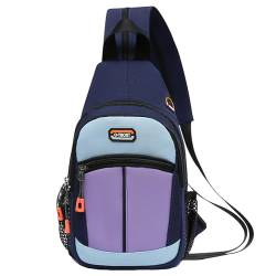 Anopo Brusttasche Sling Bag Klein Verstellbarem Rucksack Umhängetasche für Damen Herren Reisen Wandern Dunkelblau Kombination von Anopo