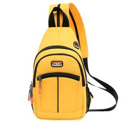 Anopo Brusttasche Sling Bag Klein Verstellbarem Rucksack Umhängetasche für Damen Herren Reisen Wandern Gelb von Anopo