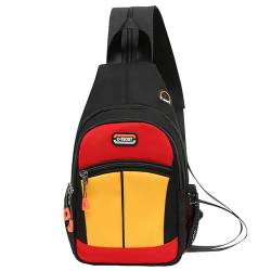 Anopo Brusttasche Sling Bag Klein Verstellbarem Rucksack Umhängetasche für Damen Herren Reisen Wandern Schwarz Kombination von Anopo