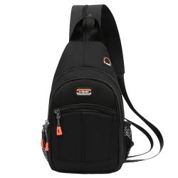 Anopo Brusttasche Sling Bag Klein Verstellbarem Rucksack Umhängetasche für Damen Herren Reisen Wandern Schwarz von Anopo