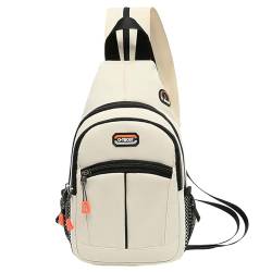 Anopo Brusttasche Sling Bag Klein Verstellbarem Rucksack Umhängetasche für Damen Herren Reisen Wandern Weiß von Anopo