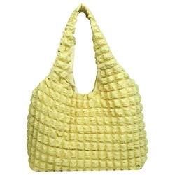 Anopo Damen Puffer Tote Bag Tasche Boho Handtasche Gepolsterte Umhängetasche mit Wolke Blase Entwurf Weich Leicht Gelb von Anopo