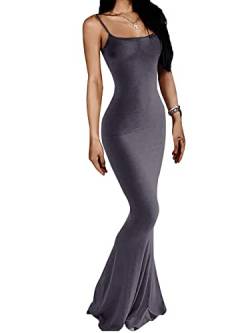 AnotherChill Damen Casual Lounge Slip Langes Kleid Sexy Ärmellos Rückenfrei Bodycon Maxikleider 2022 Frühling Schlank Elegant, violett, XX-Small Zierlich von AnotherChill