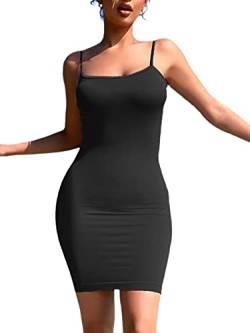 AnotherChill Damen Casual Lounge Slip Langes Kleid Sexy Ärmellos Rückenfrei Bodycon Maxikleider 2022 Frühling Slim Elegant, C.Black, Groß von AnotherChill