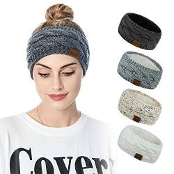 Pack of 4 Winter Knitted Headbands for Women, Girls, Women, Crochet Headbands, Thick Hairband, Ear Warmers, Headwrap, Headband, Elastic, Party, Outdoor Sports von Anoudon