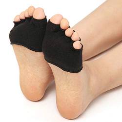 Socken, atmungsaktive 5-Zehen Separator Fersenlose Yoga Sandalen unsichtbare Socken für Frauen, schwarz von Anoudon