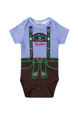 Baby-Body blau karo dunkelbraun Lausbub 004092 von Anouk et Emile