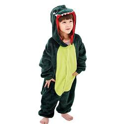 Ansamy Dinosaurier Kostüm Kinder Faschingskostüme Dinosaurier Jumpsuit Kinder Schlafanzug kuschelig Plüsch Pyjamas Jumpsuit kuschelig Tier Cosplay Kostüm für Jungen Mädchen, Unisex von Ansamy