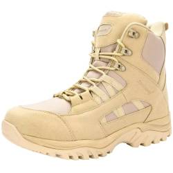 Ansbowey Stiefel Herren Wanderschuhe Damen Army Combat Boots mit YKK-Zipper Verschleißfest rutschfeste Outdoor Trekkingschuhe Militär & Einsatzstiefel Sand 47EU von Ansbowey