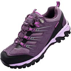 Ansbowey Wanderschuhe Damen Herren Low Trekkingschuhe Wasserdicht rutschfest Atmungsaktiv Outdoor Reisen Wanderhalbschuhe für Unisex-Erwachsene Purple 37 EU von Ansbowey