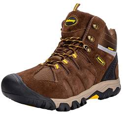 Ansbowey Wanderschuhe Herren Wasserdicht High-Top Wanderstiefel Outdoor Rutschfest Wildleder Trekkingschuhe A2215 Dunkel Braun EU43 von Ansbowey