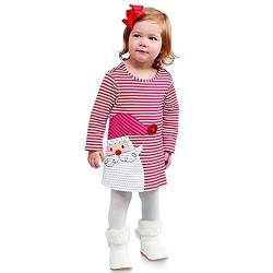 Ansenesna Baby Weihnachten Kleid Prinzessin Mädchen Baumwolle Soft Elegant Streifen Weihnachts Kleider (100, Rot) von Ansenesna