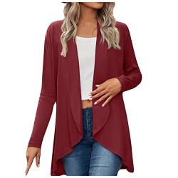 Ansenesna Cardigan Damen Lang Mit Wasserfallkragen Elegant Long Cardigan Mit Schalkragen Frauen Trachtenjacke von Ansenesna