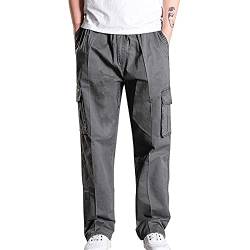 Ansenesna Cargohose Herren Seitentaschen Lang Cargo Hosen Männer Gerades Bein Gummibund Viele Taschen Hose Regular Fit (Armee grün,XXXXXL) von Ansenesna