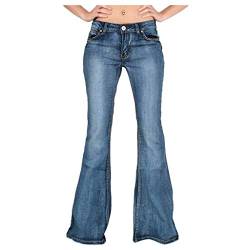Ansenesna Damen Schlaghose Jeans Bootcut Elegant Boyfriend Hose Frauen Flared Lang Slim Fit Denim Hosen (Himmelblau,XXXXL) von Ansenesna