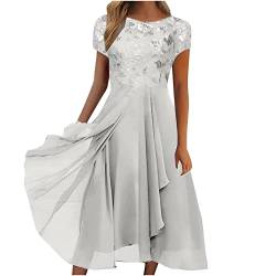 Ansenesna Festliche Kleider für Hochzeit Abendkleid Vorne Kurz Hinten Lang Brautjungfernkleid Damen Spitze Hochzeitskleider Chiffon Elegant Chiffonkleid Frauen Festkleid A Linie Ballkleider von Ansenesna