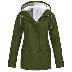 Ansenesna Gefütterte Regenjacke Damen Wasserdicht Atmungsaktiv Regenjacke Damen Mit Kapuze Teddyfutter Winter Regenmantel Frauen Gefüttert Outdoor Jacke Innenfutter Wandern Winddicht Mantel von Ansenesna