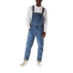Ansenesna Herren Jeans Latzhose Regular Fit Hose Männer Locker Lang Denim Jumpsuit Vintage Overall (Blau,XXXL) von Ansenesna