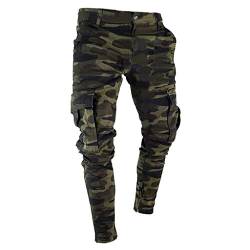 Ansenesna Hose Herren Cargo Camouflage Slim Fit Hosen Mit Seitentaschen Tarnfarben Cargohose Viele Taschen Unten Eng Lang Tarnhose von Ansenesna