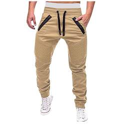 Ansenesna Hose Herren Chino Gummibund mit Kordelzug Chinohose Männer Reißverschluss Taschen Elastischer Bund Hosen Regular Fit von Ansenesna