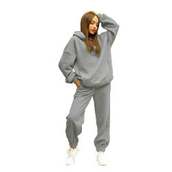 Ansenesna Jogginganzug Damen Hoodie Mit Kapuze Elegant Trainingsanzug Frauen Oversize Hosenanzug Jogging Zweiteilig Freizeitanzug 2 Teilig Hausanzug Langarm Hoodie und Jogginghose mit Bündchen von Ansenesna