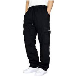 Ansenesna Jogginghose Herren Offener Beinabschluss Jogger mit Drawstring Hose Mit Seitentaschen Männer Gummibund Einfarbig Locker Sporthose (Schwarz,XXXL) von Ansenesna