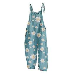 Ansenesna Jumpsuit Damen Sommer Lang Blumen Elegant Weites Bein Latzhose Frauen Träger Locker Overall Playsuit (B Gelb,S) von Ansenesna