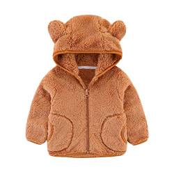 Ansenesna Kinder Baby Hoodie Mit Ohren Reißverschluss Mädchen Junge Plüsch Flauschig Jacke Winter Fleece Warm Mantel von Ansenesna