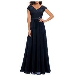 Ansenesna Lange Abendkleider Elegant Für Hochzeit Festliches Kleid Vokuhila Damen Spitze Abschlusskleider Frauen V Ausschnitt Ballkleid Hohe Taille Brautjungfernkleider Lang von Ansenesna