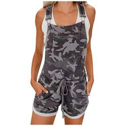 Ansenesna Latzhose Jumpsuit Damen Camouflage Sommer Kurz Elegant Overall Frauen Casual Playsuit (Grau,XL) von Ansenesna