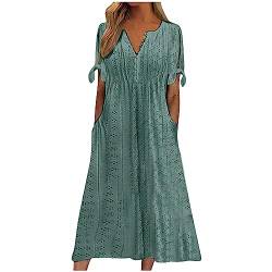 Ansenesna Sommerkleid Damen Leicht Damen Kleider Sommer Elegant Kleid Mit Knopfleiste Vorne Luftige Sommerkleider Wadenlang Leichte Midikleid Frauen Kurzarm Weite Strandkleid Damenkleider Midi von Ansenesna