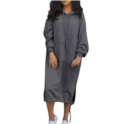 Ansenesna Sweatkleid Damen Herbst Winter Hoodie Kleid Damen Mit Kapuze Winterkleid Frauen Langarm Warm Herbstkleid Mit Taschen Winter Kleider Damen Einfarbig von Ansenesna