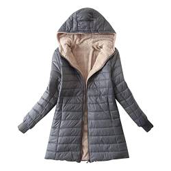 Ansenesna Winterjacke Damen Lang Warm Gefüttert Steppjacke Damen Mit Kapuze Jacke Winter Mit Fell Mäntel Frauen Innenfutter Innenfell üBergangsjacke mit Reißverschluss von Ansenesna