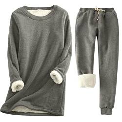 Hausanzug Warm Damen Fleece Winter Gefüttert Zweiteiler Hausanzug Damen Innenfell Teddyfleece Warmer Schlafanzug Damen Plüsch Fleece Hosenanzug Frauen Zweiteilig Innenfutter Pajama 2 Teilig von Ansenesna